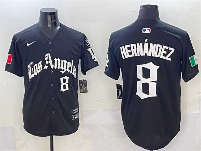 Men%27s Los Angeles Dodgers #8 Enrique Hernandez Black Mexico 2025 LA Gothic Style With Fernando Patch Vapor Premier Limited Stitched Jersey